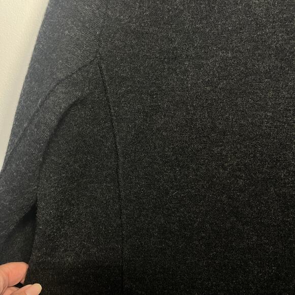 Eileen Fisher Coat Wool Lamb Leather Trim Black Button Front Office Pockets Xl - Picture 6 of 9